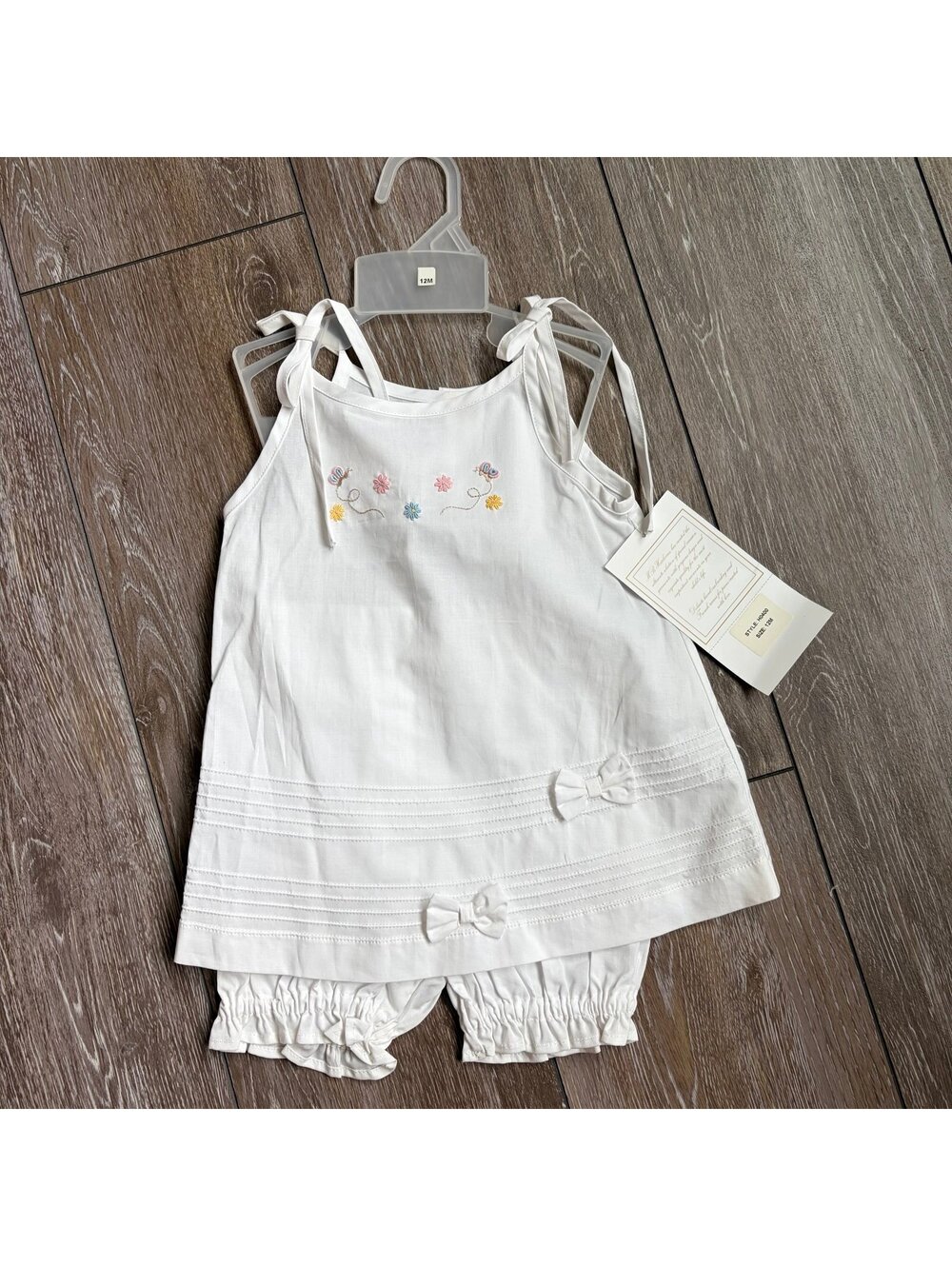 MB Heirlooms 12M White Embroidered Butterfly Dress & Bloomers Set NWT Boutique